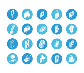 bundle of marketing set icons