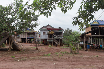 Fototapeta na wymiar Wood house in a village in northern Cambodia.jpg