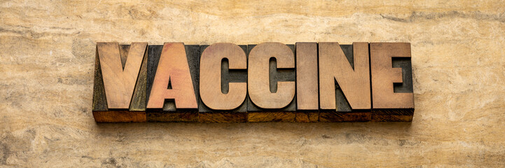 vaccine word abstract in wood type
