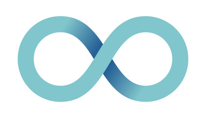 Abstract infinity sign. Infinity loop mathematical symbol in flat style with shadows. Isolated on white background. Color gradient icon. Vector illustration.