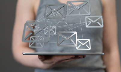 Hand with an email icon 3d