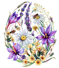 Watercolor Botanical Easter Greeting Card - 331276397