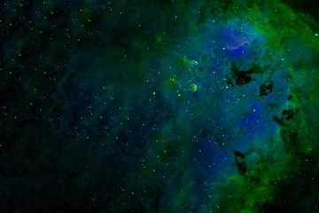 Beautiful space nebula of green color. Elements of this image were furnished by NASA.
