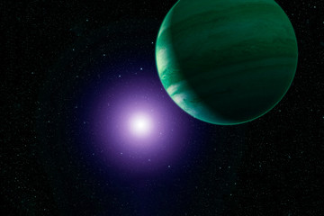 Exoplanet with the atmosphere. Elements of this image were furnished by NASA.