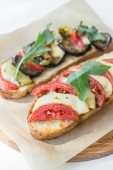bruschettas with vegetables and bacon for breakfast, what could be better?