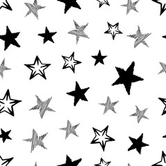 Seamless doodle hand drawn stars