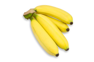 Bunch of ripe bananas on wihte isolated background