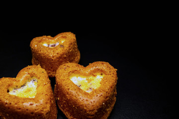 Heart shaped sponge cake