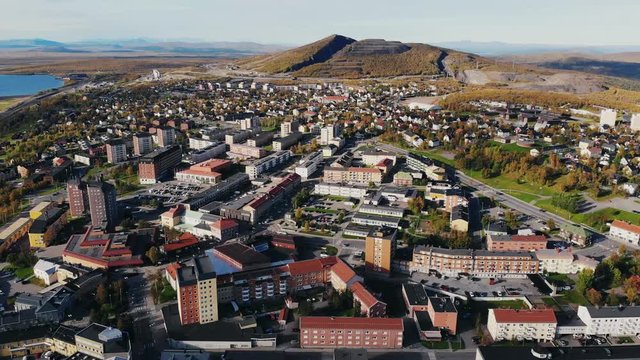 The church of Kiruna, Sweden. Built in Gothic Revival style at the beginning of the XIX century, Kiruna, the northernmost town in Sweden, province of Lapland, summer sunny day