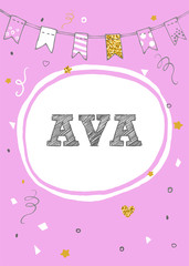 Fototapeta na wymiar Ava name vector card