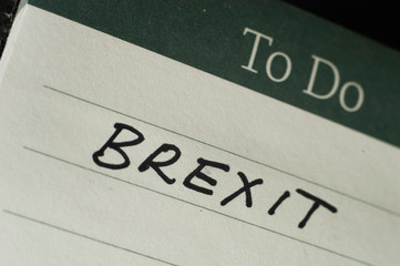 Brexit. 'To do' note stick.