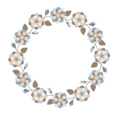 Vector floral wreath isolated on white background. Can be used for wedding invitations, greeting cards, save the date invitation, prints, postcards. Frame for your text.