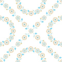 Seamless pattern with flowers and leaves for fabric, textile, wrapping paper, card, invitation, wallpaper, web design, background. Elements isolated on white background.