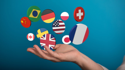 Worldwide international communication concept: cloud of colorful