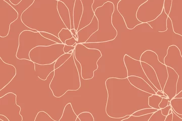 Papier peint Une ligne Floral pattern sans couture avec des fleurs en fleurs