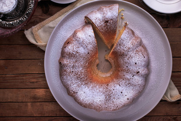 Bundt Cake perfect for parties, breakfast or dessert. Classic Vanilla Bundt Cake. Lemon Butter Bundt Cake served with cup of coffee.