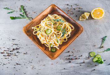 Pasta with a sour cream lemon and herbs