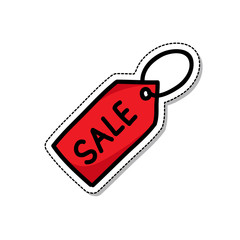sale label doodle icon, vector illustration