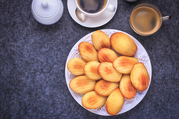 Classic French Madeleines Recipe. Homemade light dessert.