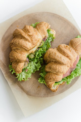 Delicious french breakfast with great views. croissants with salmon and coffee, what could be better?