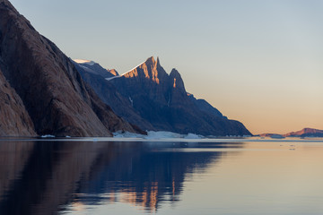 Beautiful landscape with iceberg in Greenland at summer time. Sunny weather.