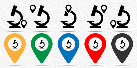 Microscope icon in location set. Simple glyph, flat illustration element of education theme icons