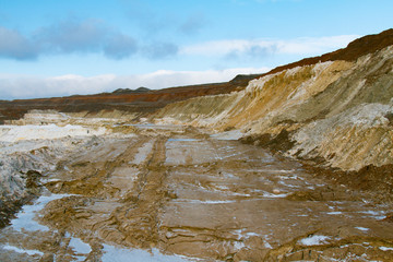 The steps of a clay quarry in the Zaporozhye region