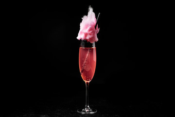 cocktail on a black background, assorted cocktails, minimalism in cocktails