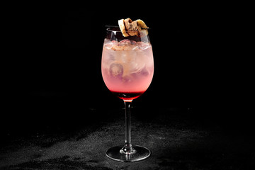 cocktail on a black background, assorted cocktails, minimalism in cocktails