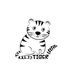 Fototapeta na wymiar Vector illustration of cute tiger with palm leaves, children's print on clothes