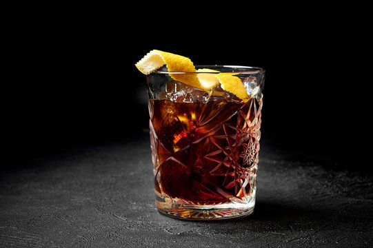 cocktail on a black background, assorted cocktails, minimalism in cocktails
