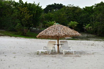 sandy beach at dawn on one of the tributaries of the Amazon in Brazil
