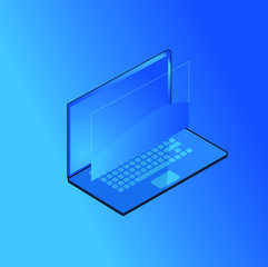 isometric laptop with screen for website on a beautiful background