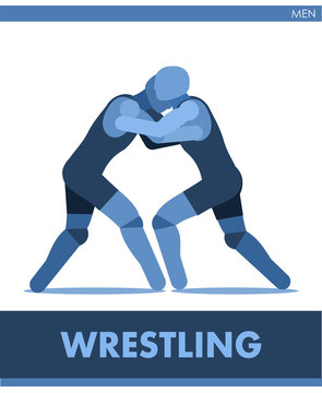 Freestyle wrestling icon vector. Male. Pictogram men sport. Logo. Match boys. Symbolic image is one of a series. Greco-Roman. Isolated.