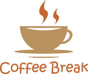 coffee shop or cafe logo with coffee cup of coffee on a table with steam used as a poster coffee mug with coffee