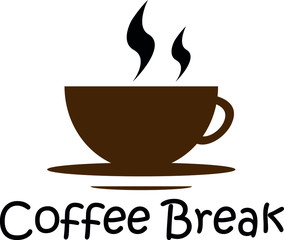 coffee shop or cafe logo with coffee cup of coffee on a table with steam used as a poster coffee mug with coffee