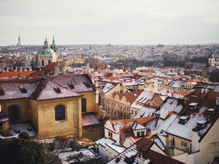 Obraz premium Red roofs of old medieval town in Prague