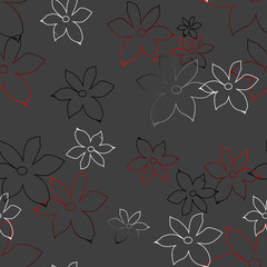 Set black white flower, for pattern seamless, material, paper, wallpaper, textil, gray background