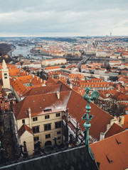 Fototapeta na wymiar Red roofs of old medieval town in Prague
