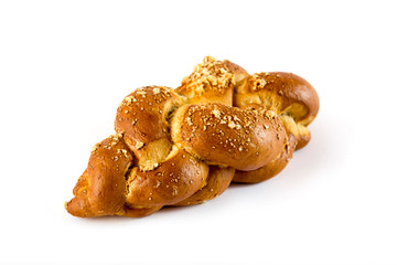Challah ,  Enriched Yeast Dough bread issolated on white background