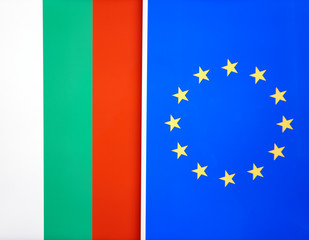 Bulgarian and European Union flag next to each other