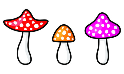 Cartoon amanita set