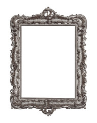 Silver frame for paintings, mirrors or photo isolated on white background