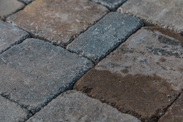 Closeup of a paver patio hardscape surface