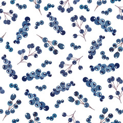 Watercolor seamless pattern with berries on a white background for design and decoration.