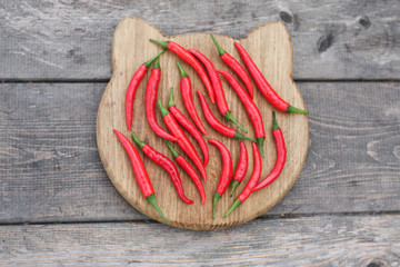 red chilli pepper on wood board