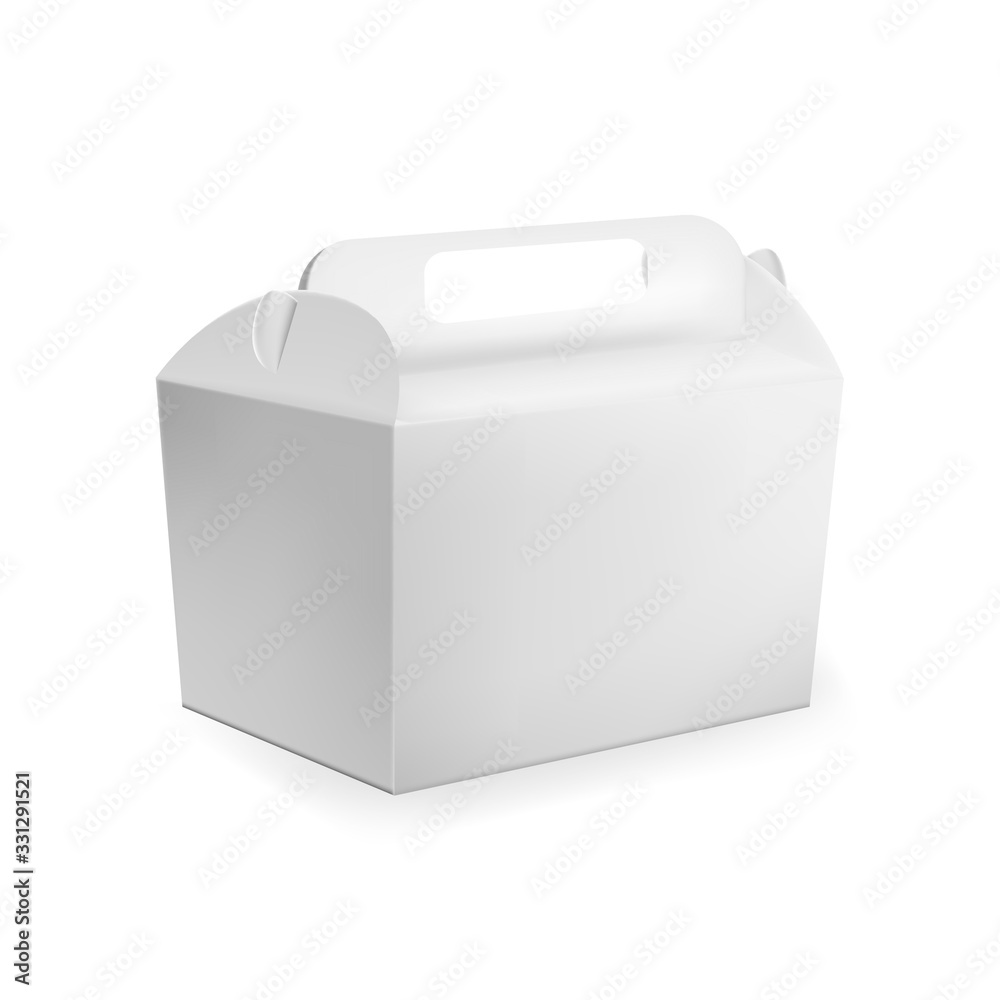 Sticker Realistic Detailed 3d White Blank Cardboard Fast Food Box Template Mockup. Vector