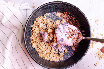 Organic Granola Cereal with oats, flax, almond, and sunflower seeds