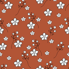 Seamless floral pattern with hand draw spring flower
