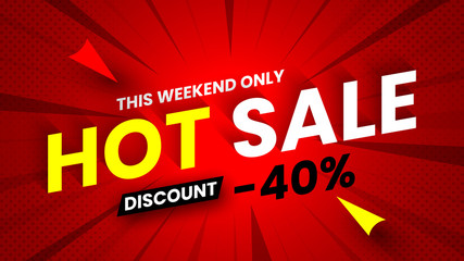 Hot sale banner, discount 40%. Vector illustration.